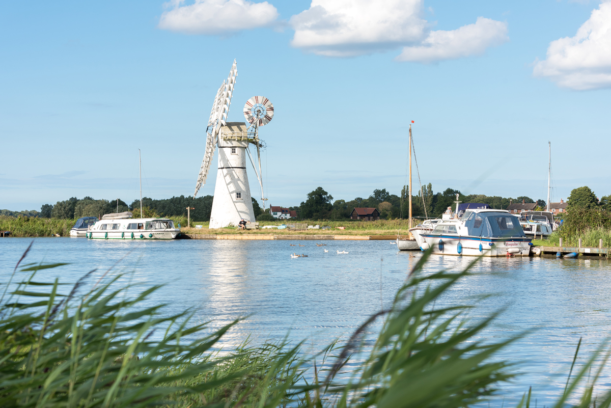 Thurne Mill and boats on the Broads