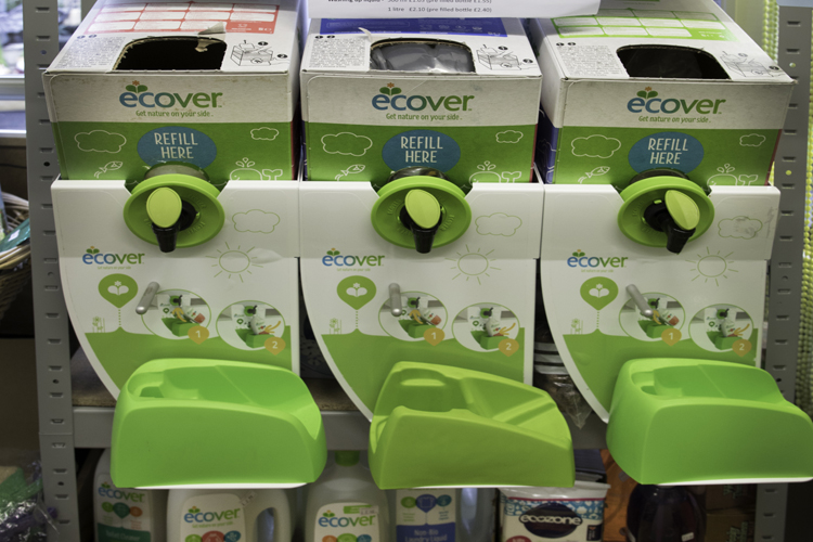 Ecover refill station at the Green Lady Eco Store