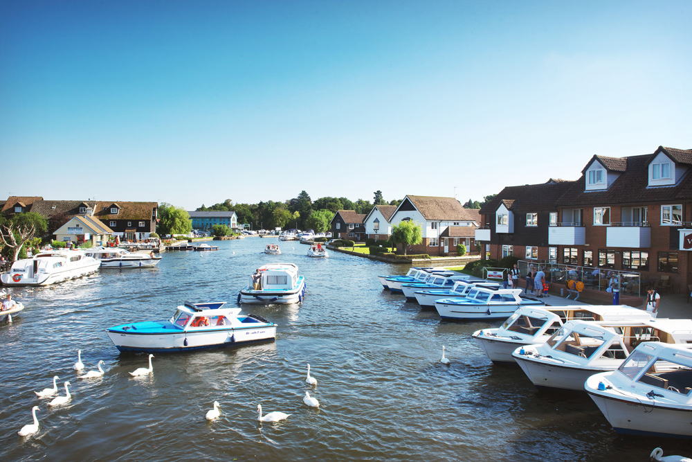 the river bure at Hoveton on a sunny day