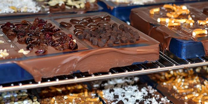 Freshly made chocolate products at Harris and James