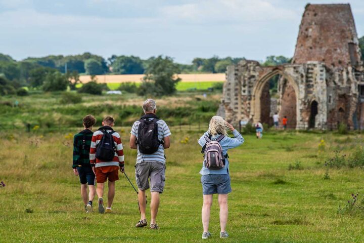 Walkers exploring St Benet’s Abbey trail