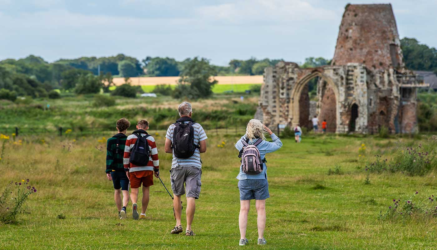 Walkers exploring St Benet’s Abbey trail