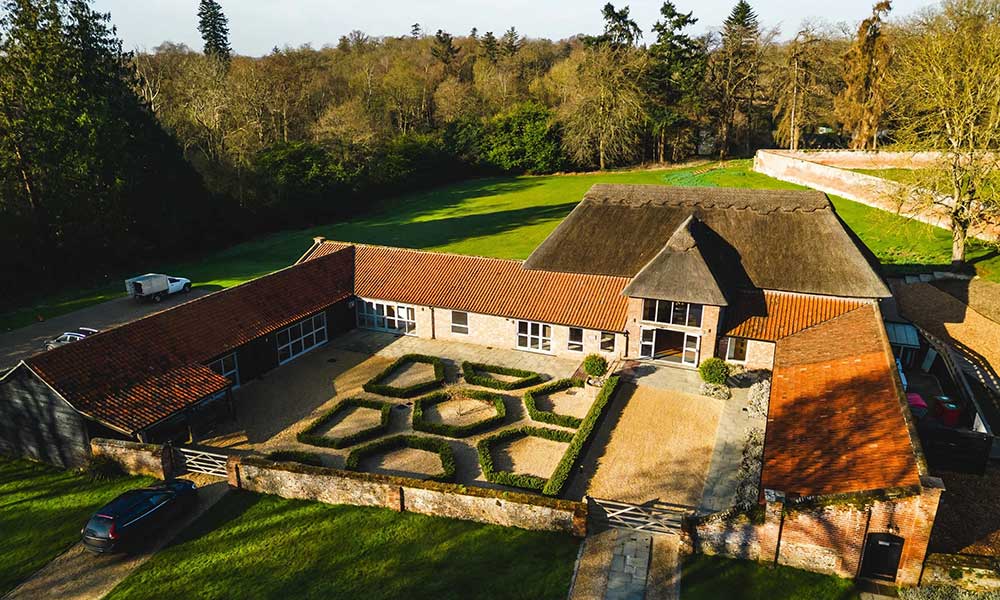 Outdoor wedding reception in North Norfolk countryside