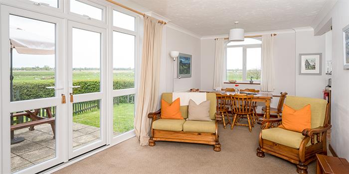 Spacious living area inside Hall Farm Cottages