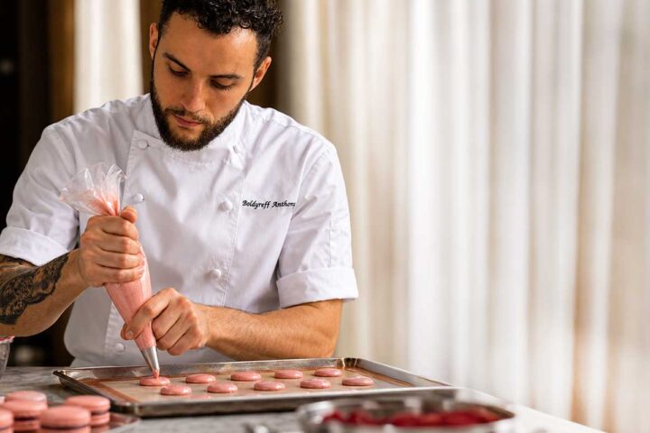 Macarons being made by a chef