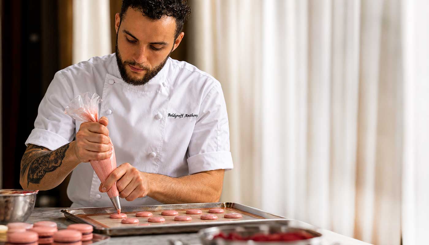 Macarons being made by a chef